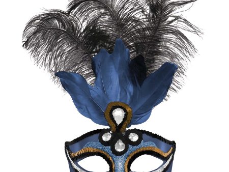 Adult Midnight Feather Masquerade Mask For Cheap