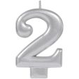 #2 Silver Numeral Metallic Candle on Sale