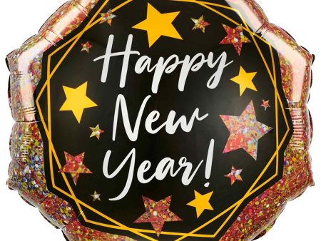 Happy New Year Gold Sparkle SuperShape Balloon 55cm For Cheap