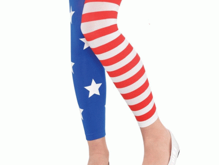 Child Red,White, Blue Footless Tights For Discount